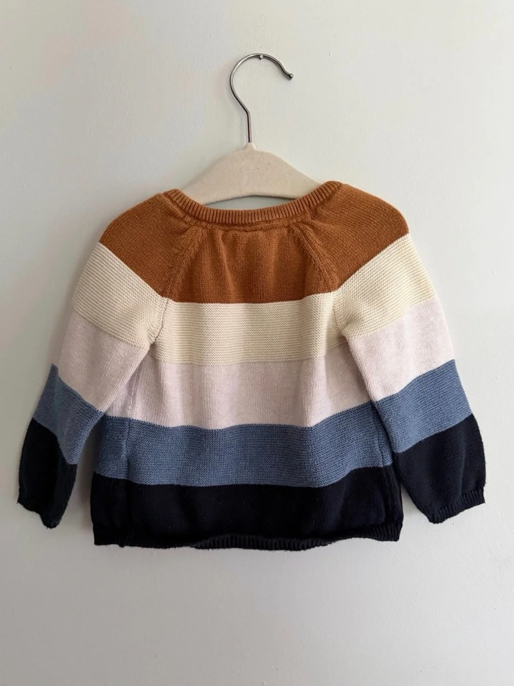 H&M Baby Organic Cotton Striped Knit Cardigan with Wood Buttons Detail